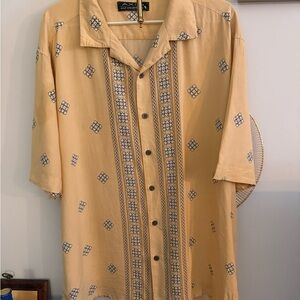 Men's 100% silk yellow golf Shirt